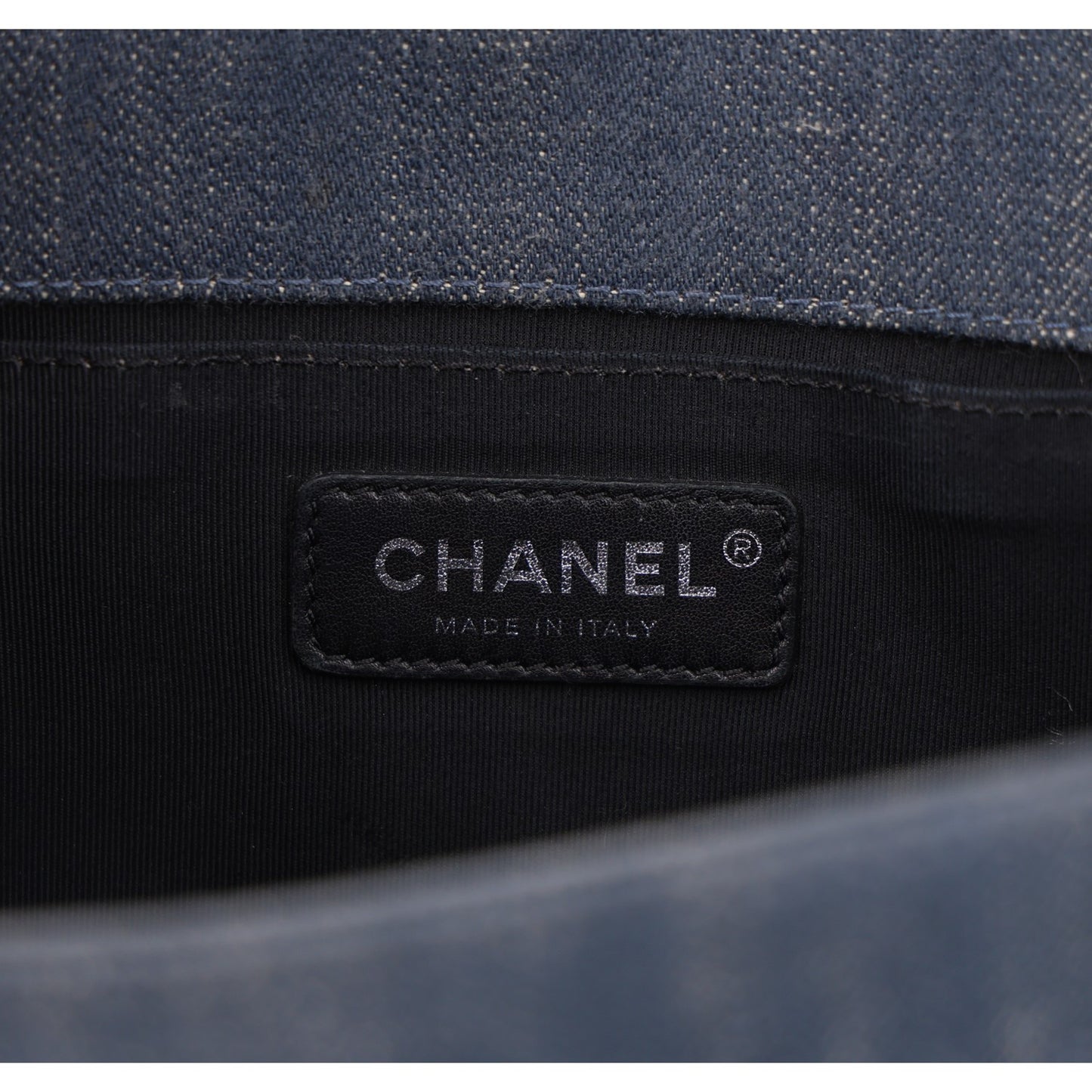 Denim Quilted Embossed Medium Boy Flap Blue