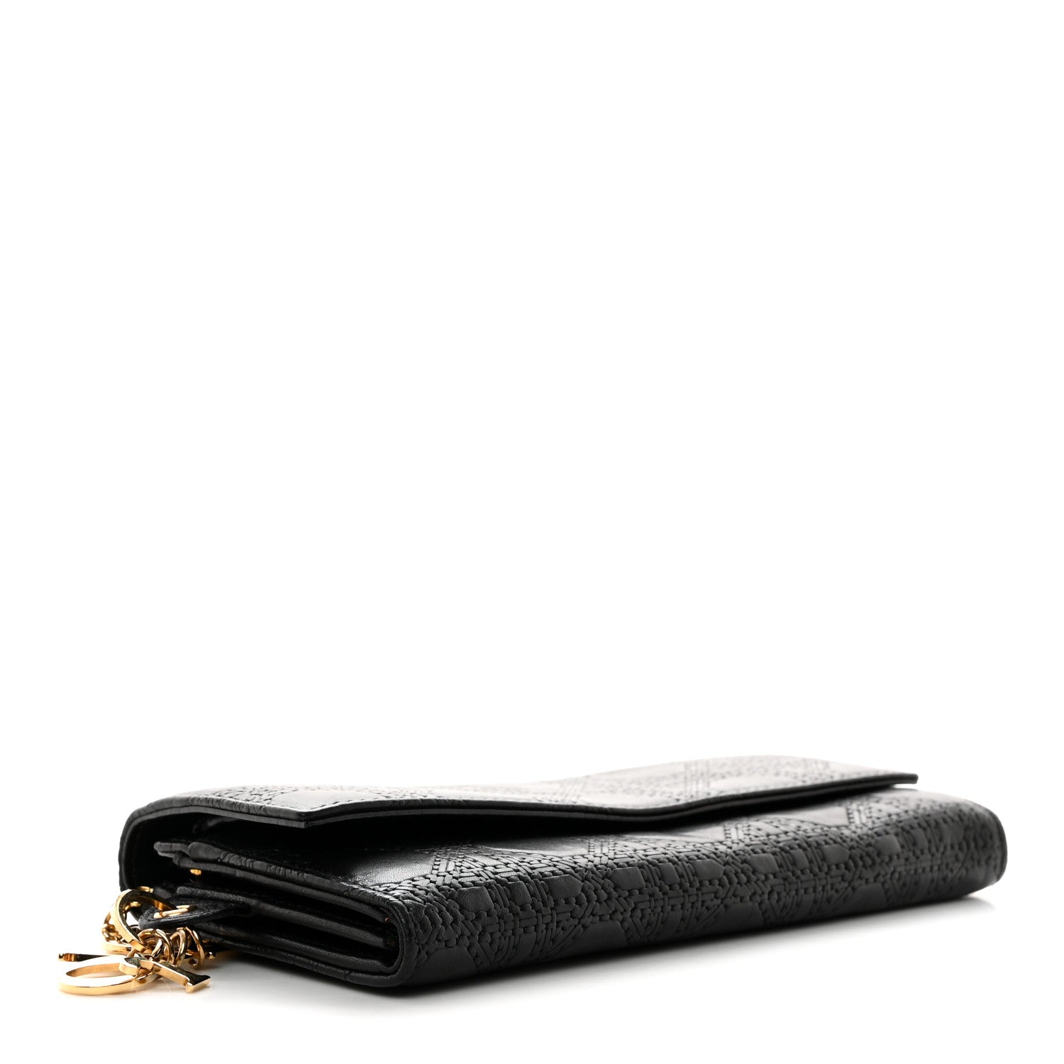 Christian Dior Lambskin Cannage Rendez-vous Chain Wallet Black 4 of 12