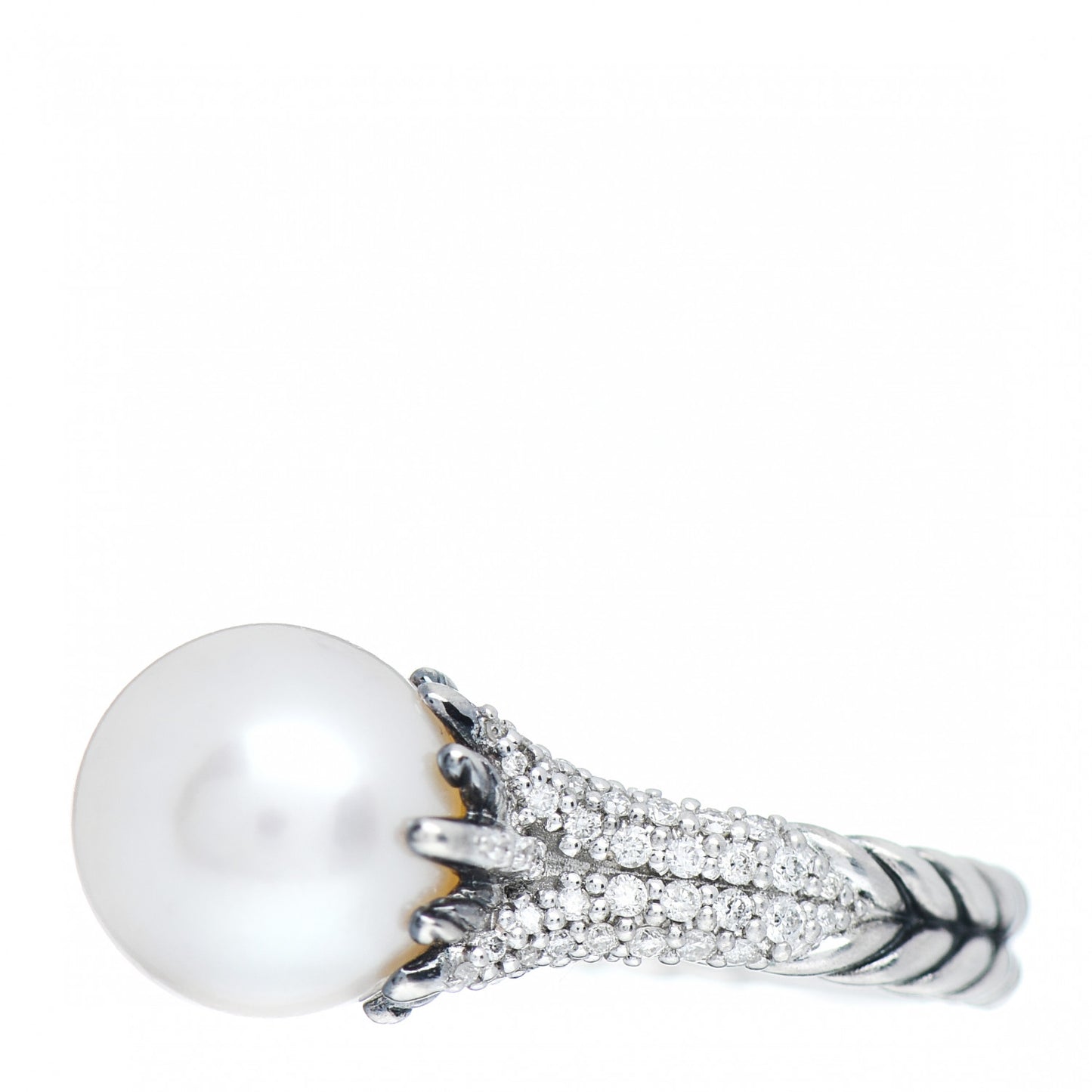 Sterling Silver Diamond Pearl Starburst Ring 52 6