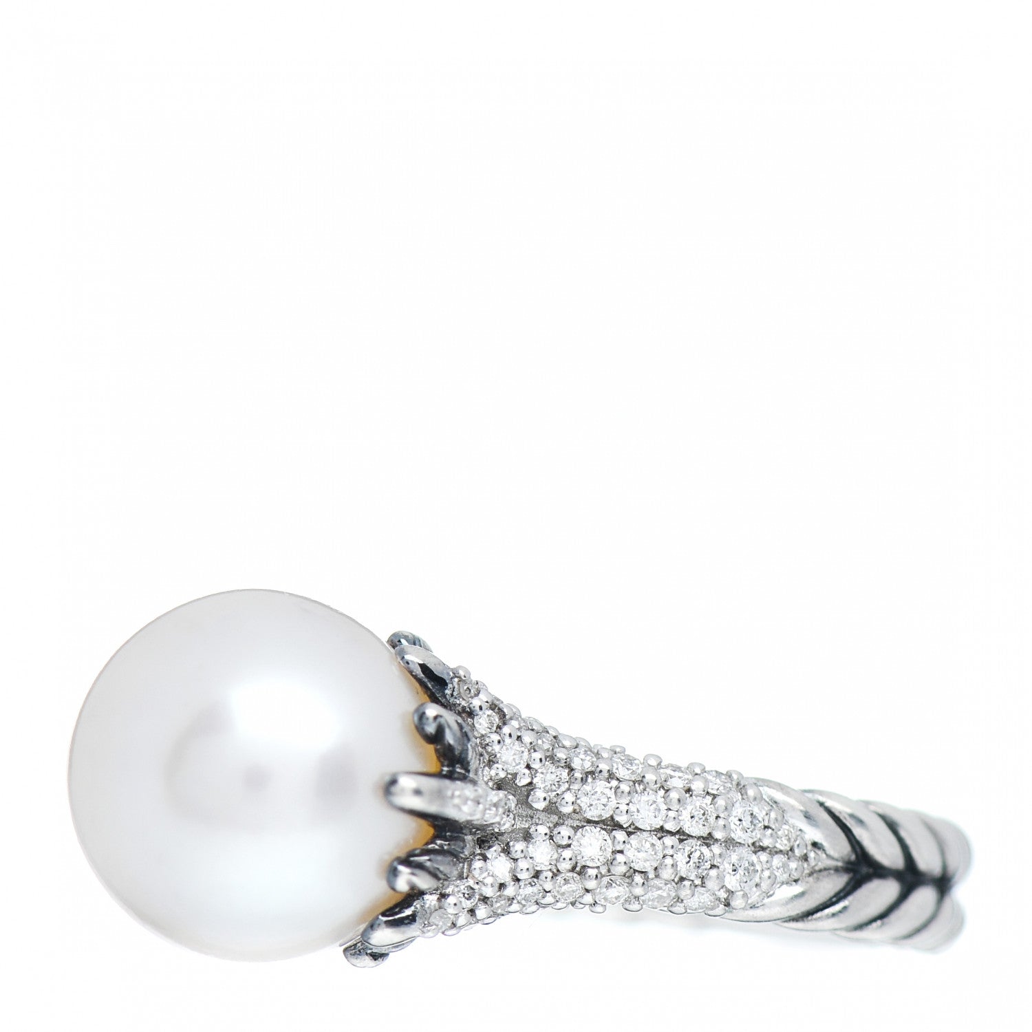 David Yurman Sterling Silver Diamond Pearl Starburst Ring 52 6 3 of 5