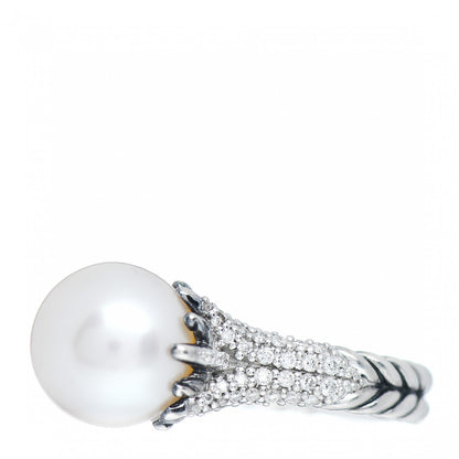 David Yurman Sterling Silver Diamond Pearl Starburst Ring 52 6 3 of 5