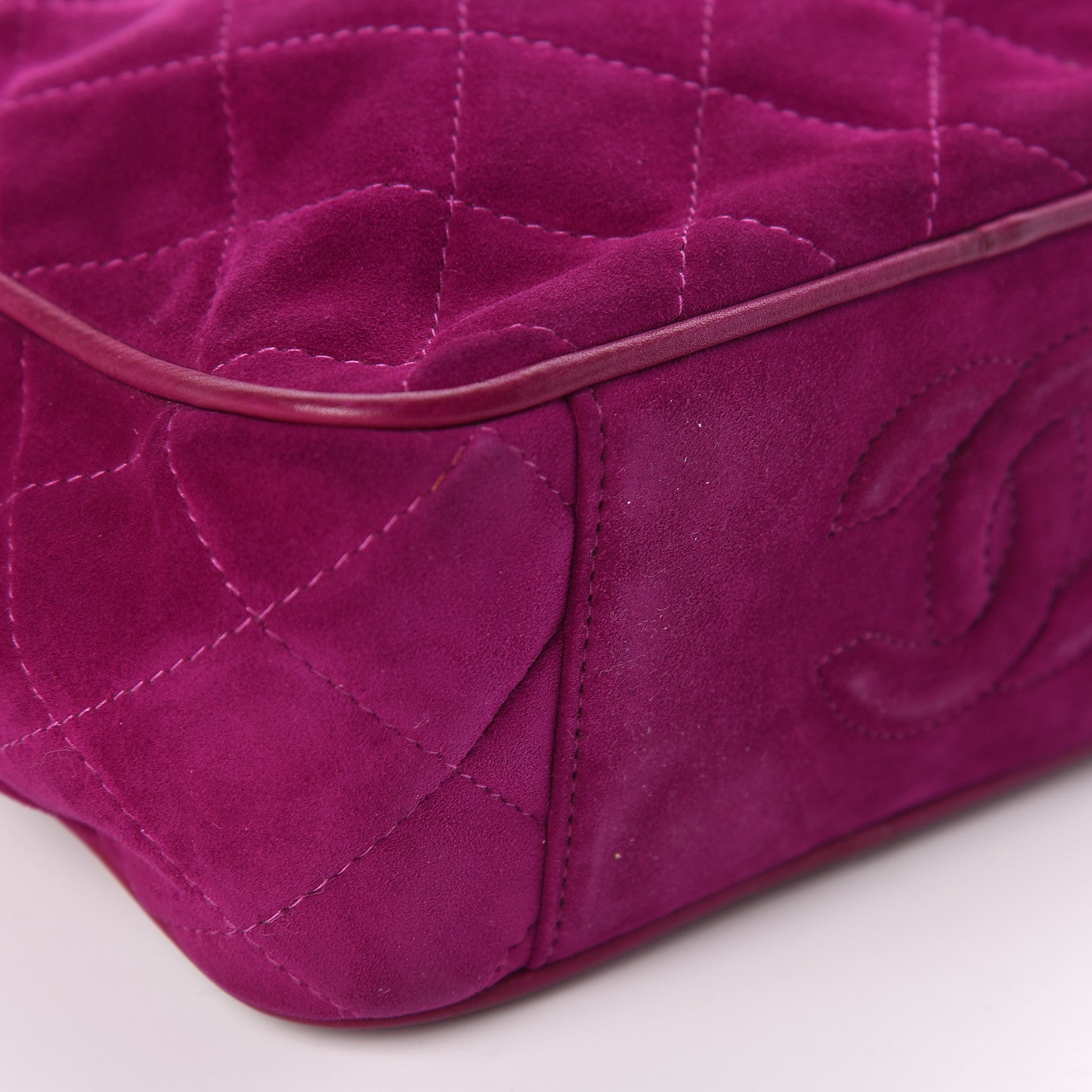 Chanel Suede Quilted CC Camera Crossbody Purple 5 of 13