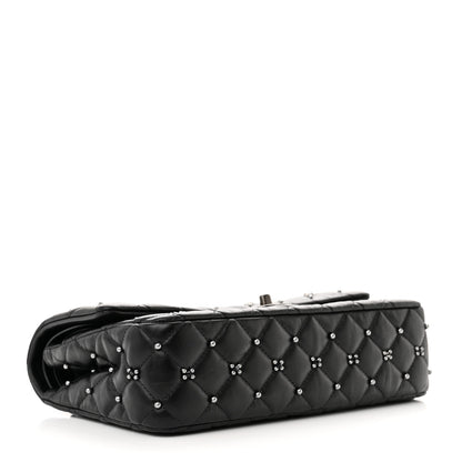 Chanel Lambskin Beaded Quilted Flower Double Flap Black 4 of 11