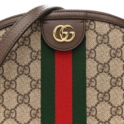 Gucci GG Supreme Monogram Textured Dollar Calfskin Web Small Ophidia Dome Shoulder Bag Beige Ebony New Acero 8 of 13