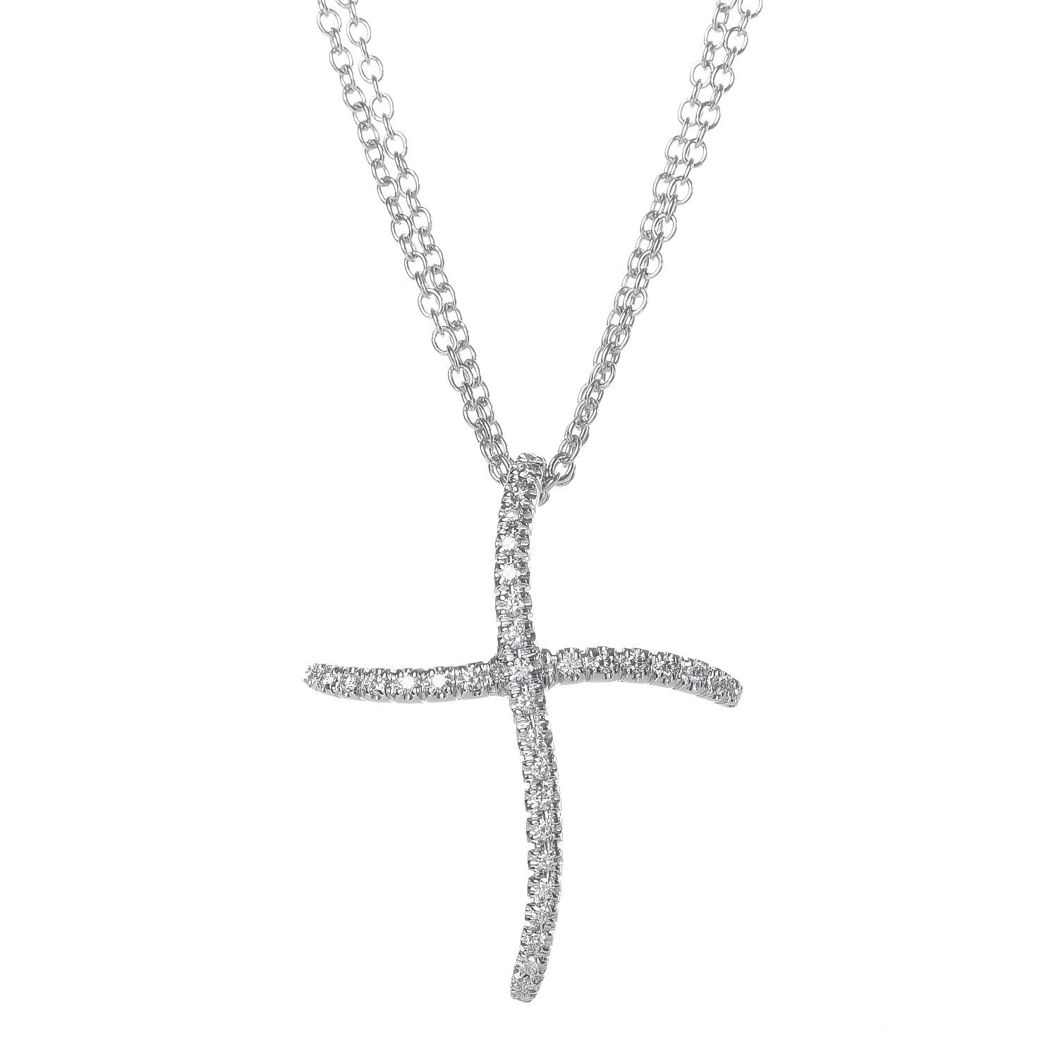 Damiani 18K White Gold Diamond Cross Pendant Necklace 6 of 6