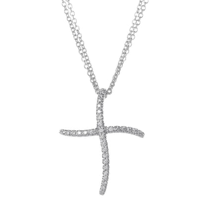 Damiani 18K White Gold Diamond Cross Pendant Necklace 6 of 6