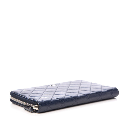Chanel Caviar Quilted Large Zip Around Organizer Wallet Blue 4 of 9