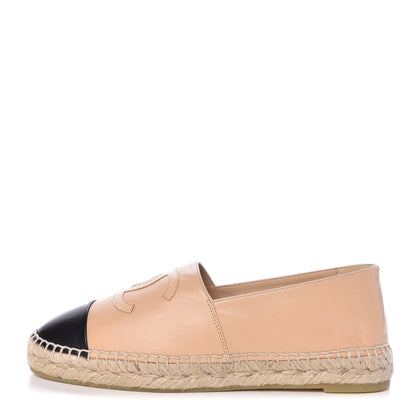 Chanel Lambskin CC Espadrilles 39 Beige Black 1 of 11