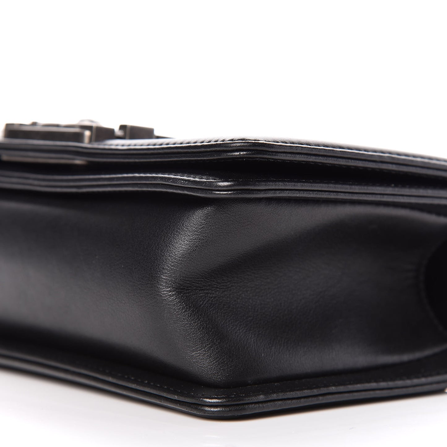 Calfskin Quilted Small Boy Flap Black