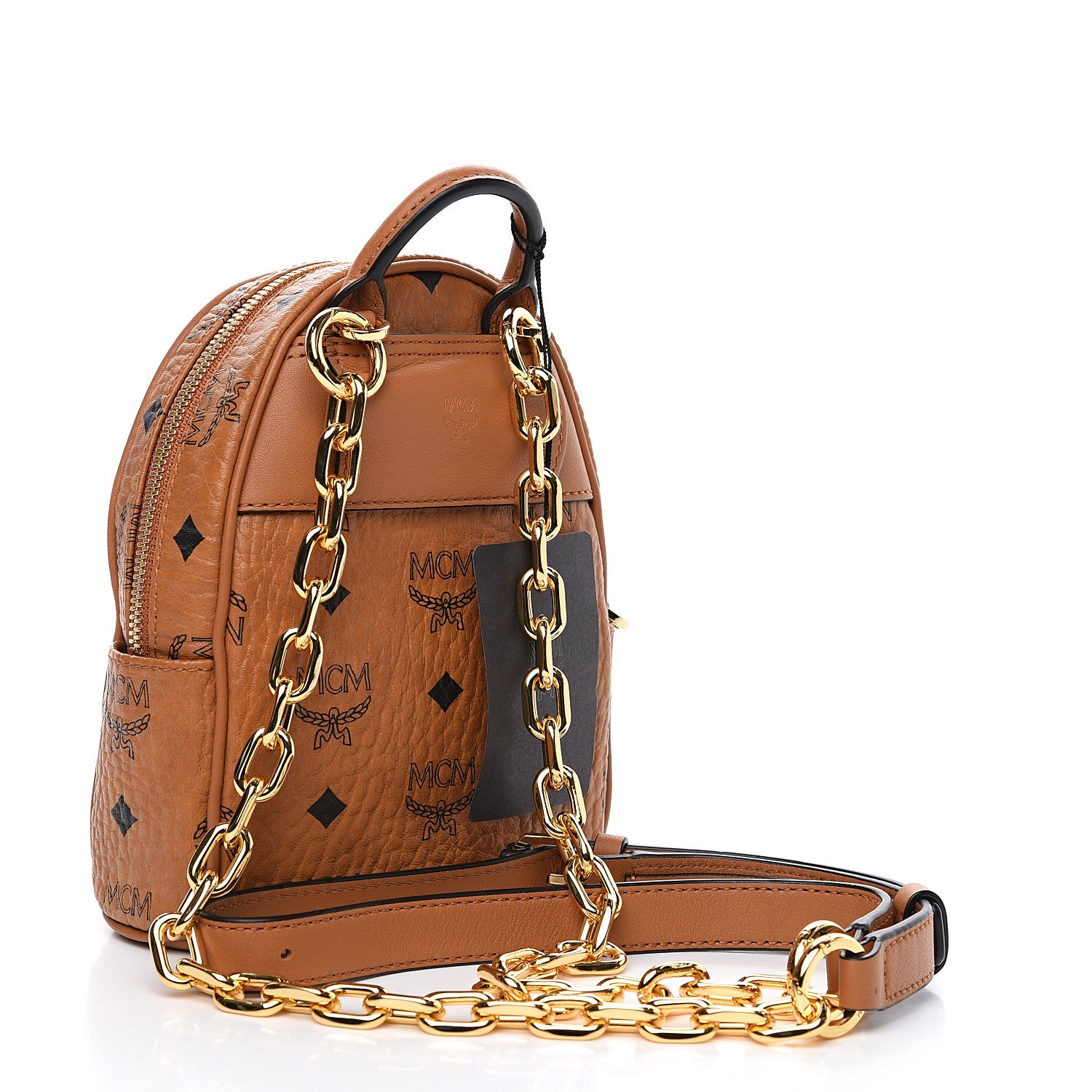 MCM Visetos Mini Backpack Crossbody Bag Cognac 2 of 7