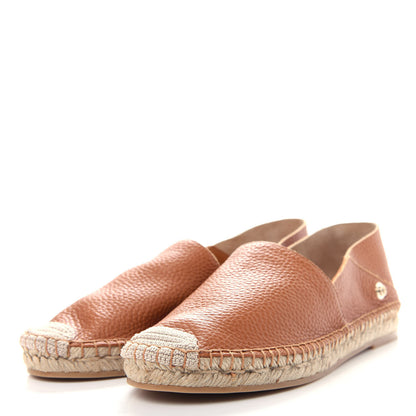 Valentino Garavani Grained Calfskin Feather Strap Espadrilles 36 Tan 3 of 10