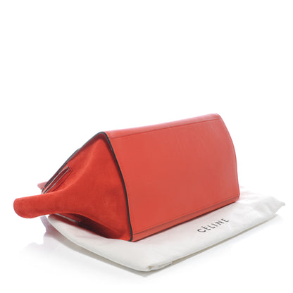 Celine Drummed Calfskin Suede Double Zip Trapeze Vermillion 4 of 9