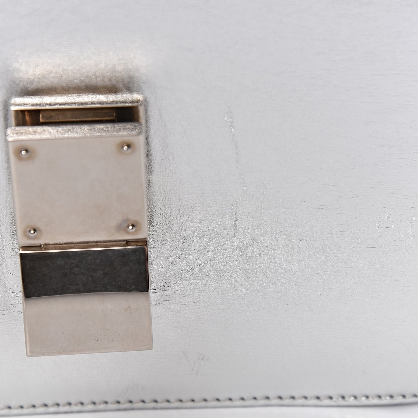 Laminated Lambskin Medium Classic Box Flap Bag Silver