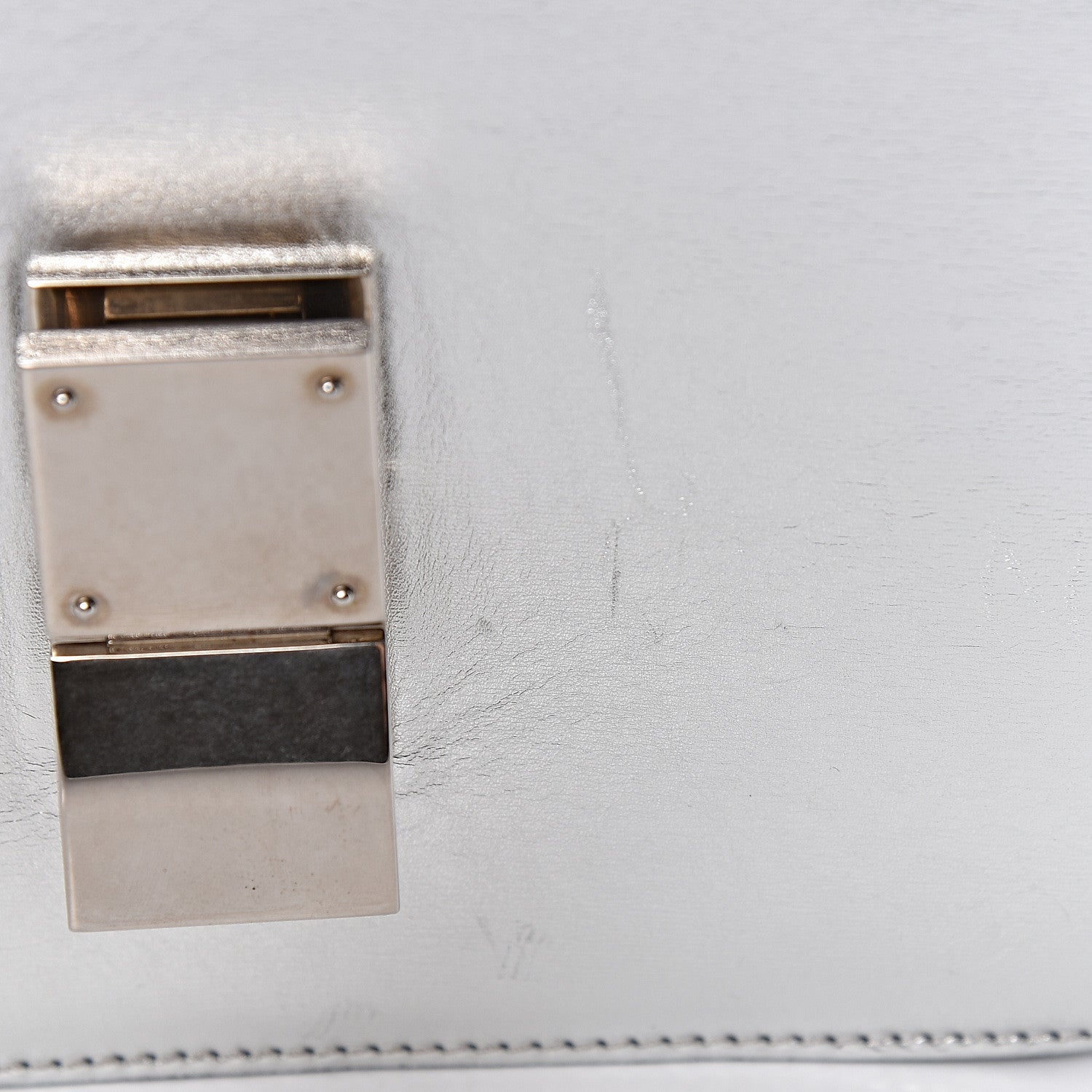 Celine Laminated Lambskin Medium Classic Box Flap Bag Silver 12 of 19