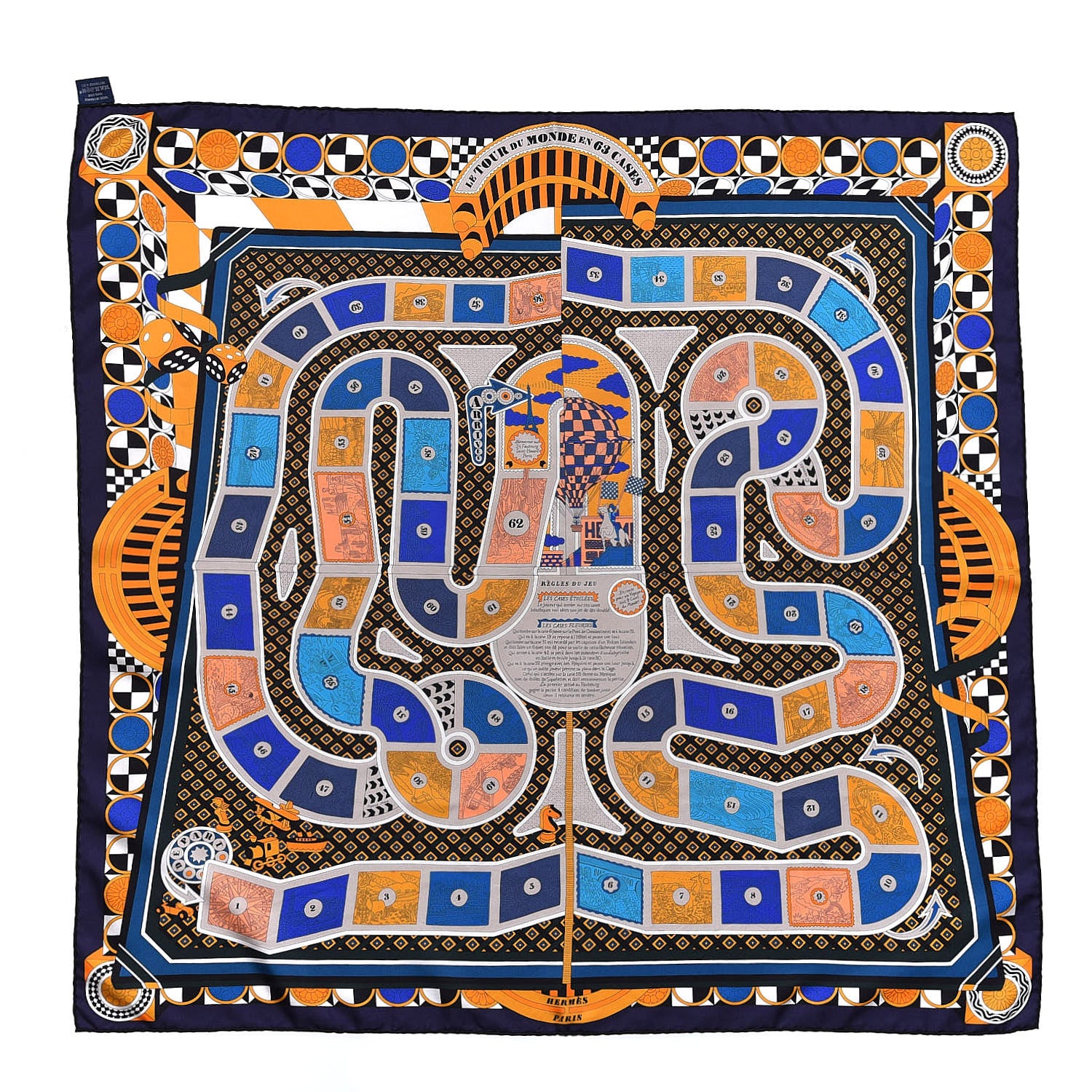 Hermes Silk Le Tour Du Monde En 63 Cases Scarf 90 1 of 7
