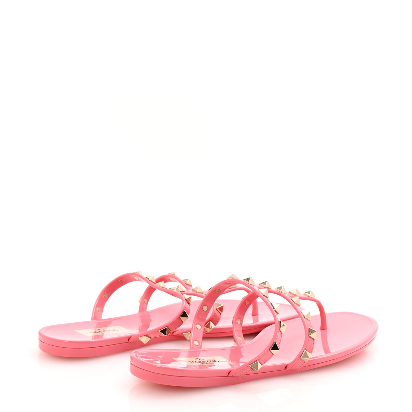 PVC Jelly Rockstud Caged Flat Thong Sandals 39 Sweet Pink