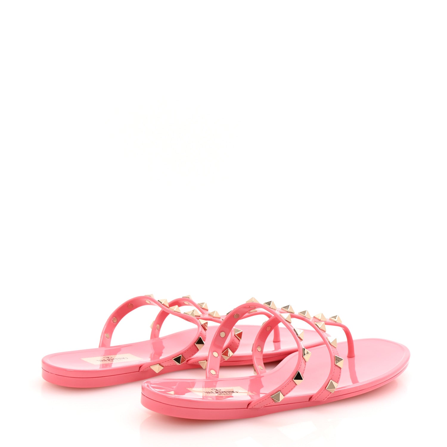Valentino Garavani PVC Jelly Rockstud Caged Flat Thong Sandals 39 Sweet Pink 5 of 9