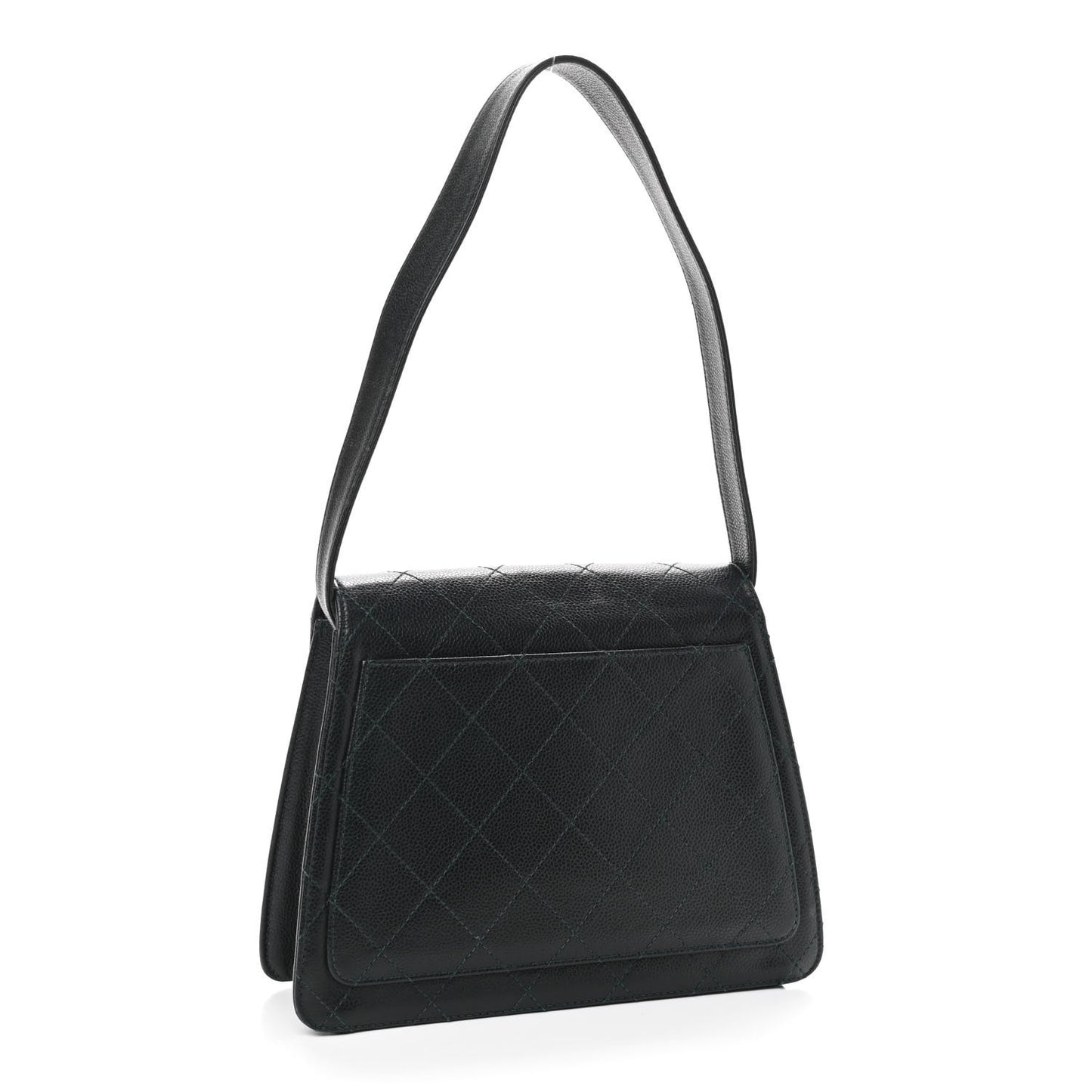 Caviar Quilted Flap Shoulder Bag Black