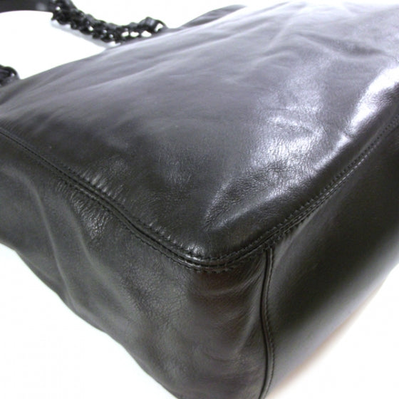 Lambskin Large CC Stitched Tote Black