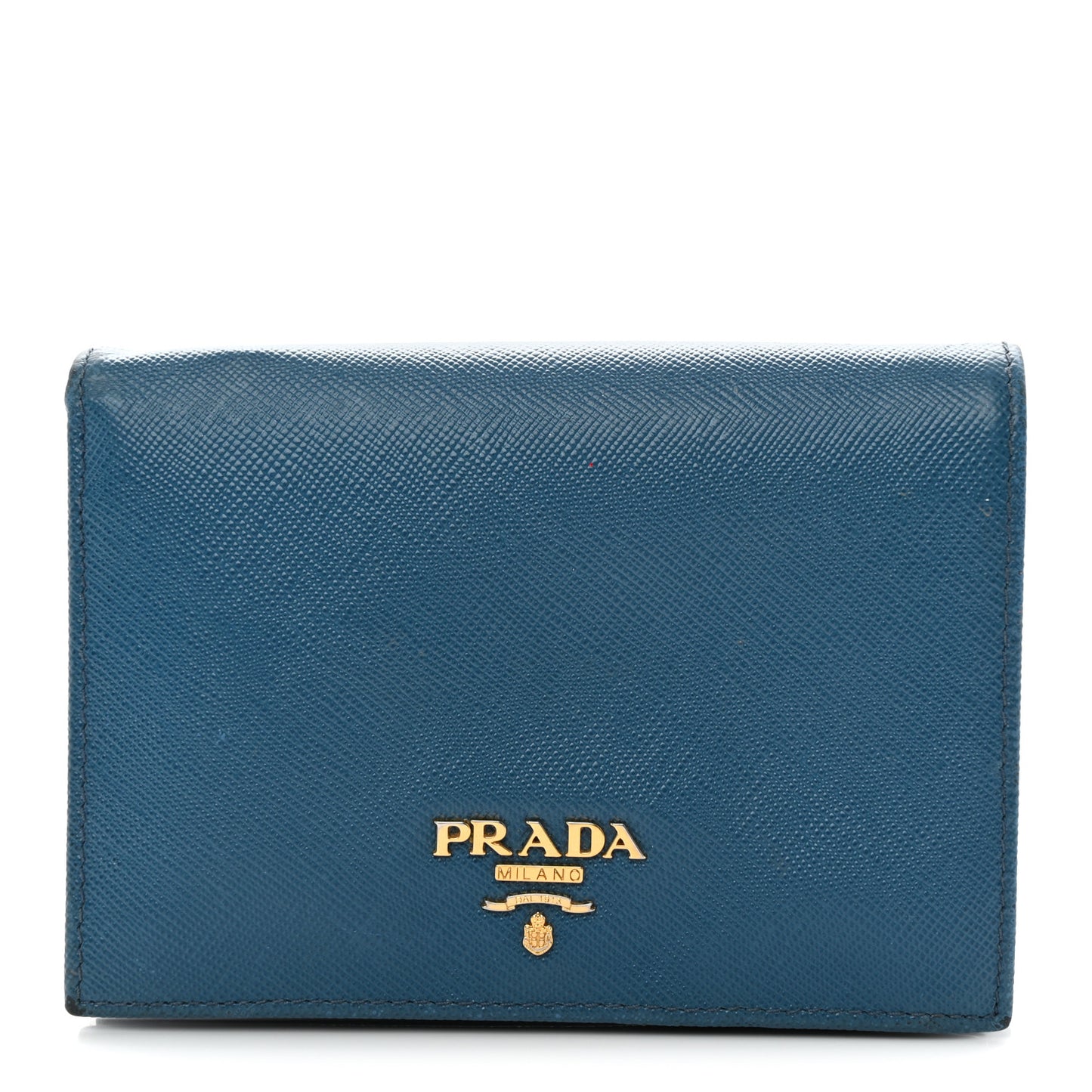 Saffiano Metal Compact Snap Bi-Fold Wallet Cobalto