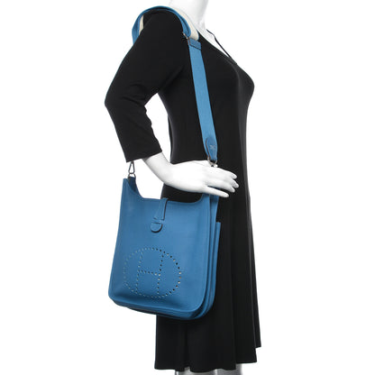 Hermes Taurillon Clemence Amazone Evelyne III PM Mykonos White 2 of 10