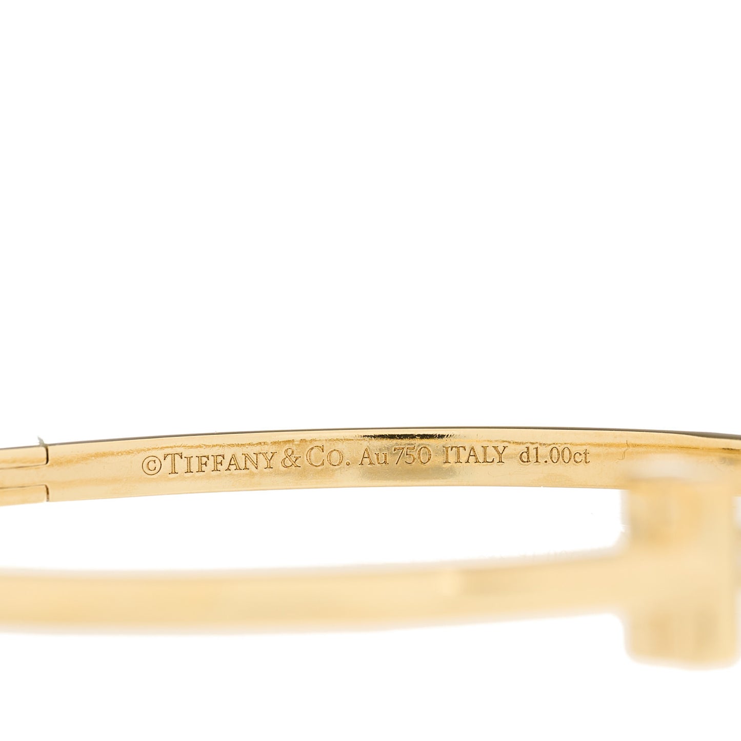 18K Yellow Gold Diamond Narrow T1 Hinged Bangle Bracelet