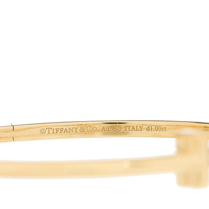 Tiffany 18K Yellow Gold Diamond Narrow T1 Hinged Bangle Bracelet 4 of 5