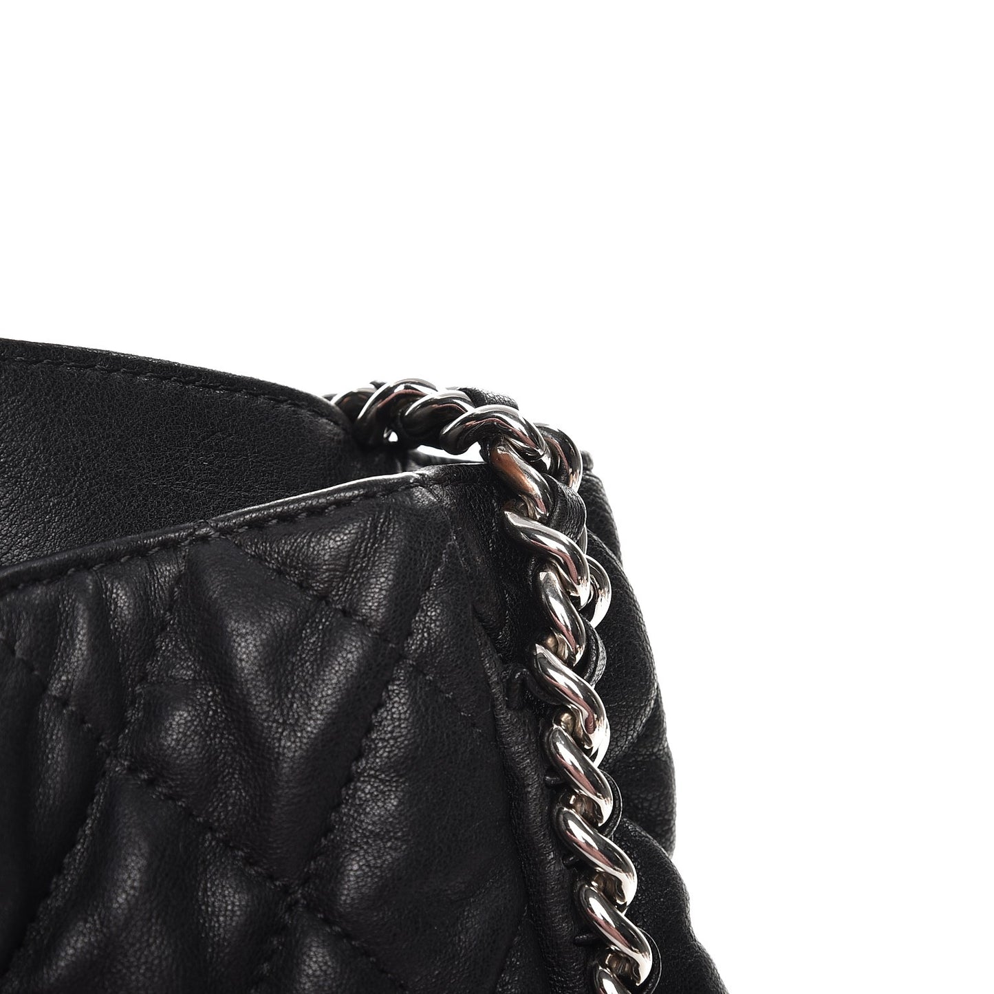 Washed Lambskin Quilted Maxi Chain Around Flap Black