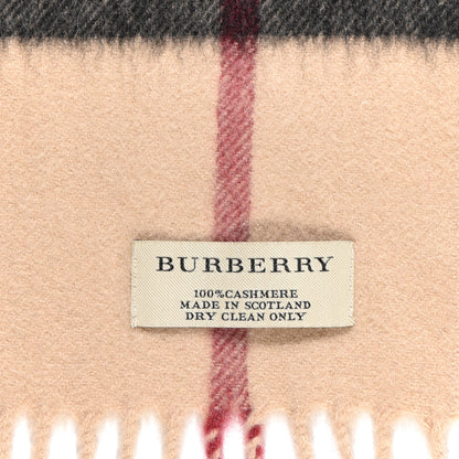 Burberry Cashmere Nova Check Fringe Scarf Camel 4 of 4
