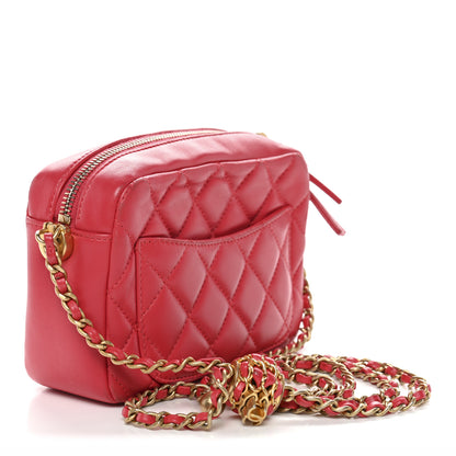 Chanel Lambskin Quilted CC Pearl Crush Camera Case Red 3 of 12