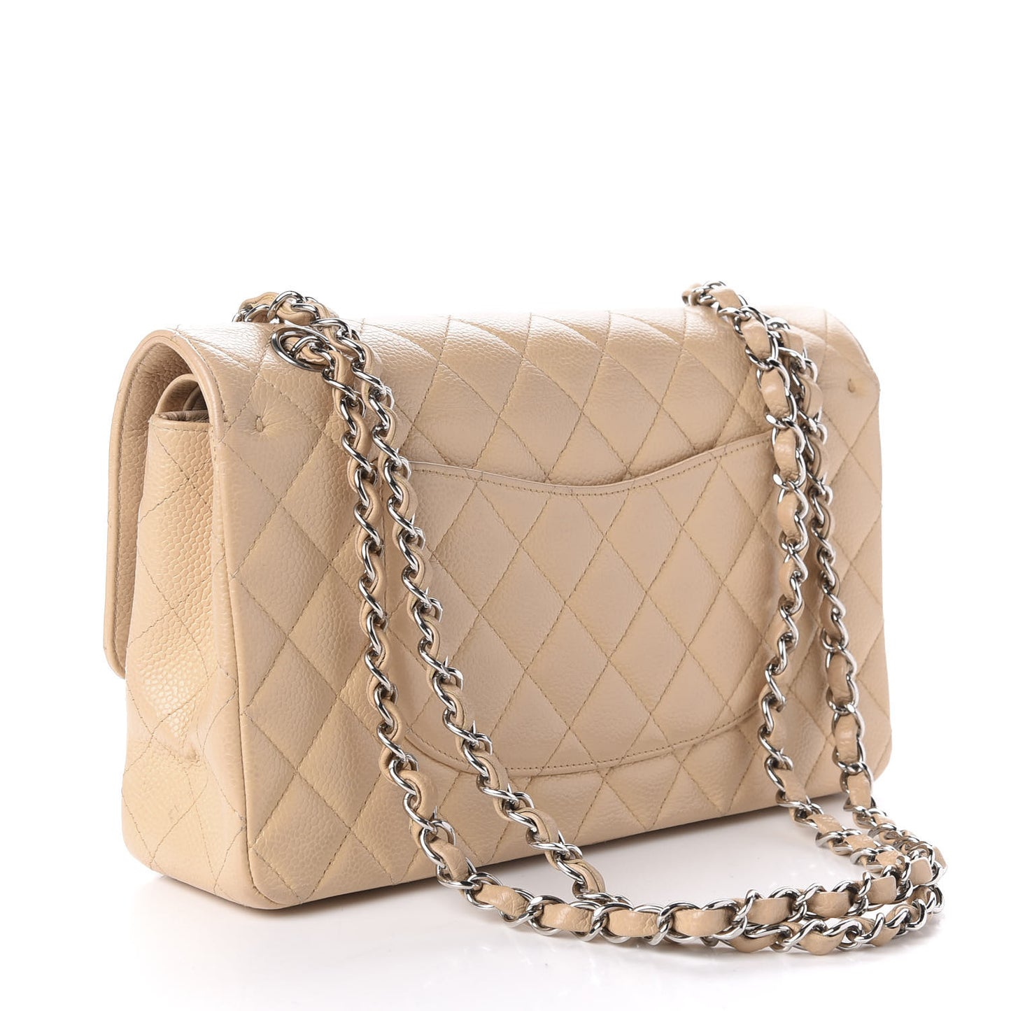 Caviar Quilted Medium Double Flap Beige Clair