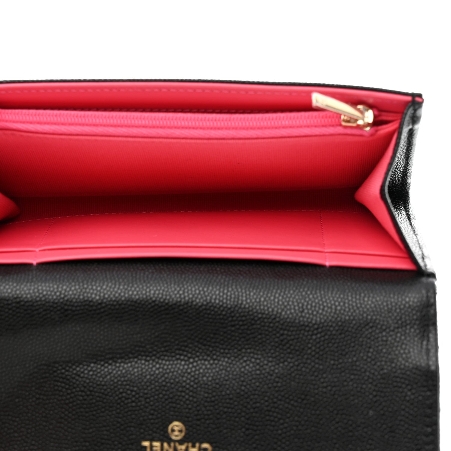Chanel Caviar Metal Perforated Quilted CC Flap Wallet Black 5 of 8