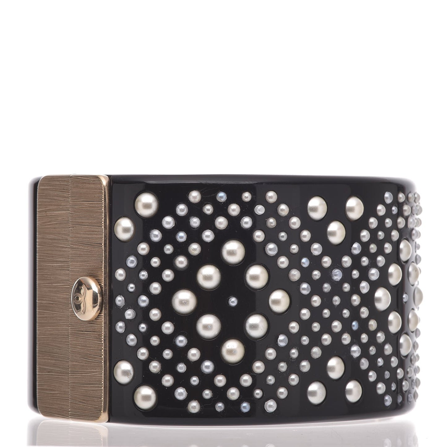Resin Pearl Crystal CC Cuff Black