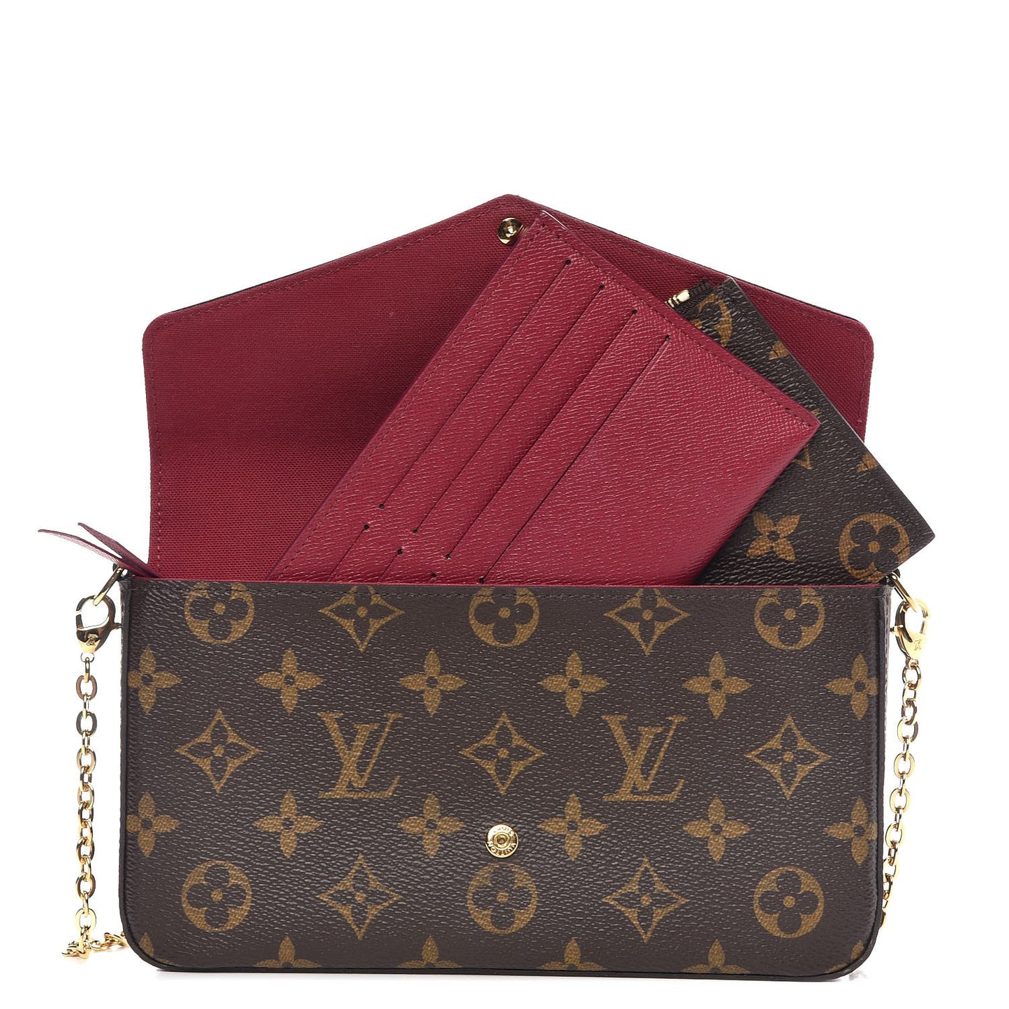 Monogram Pochette Felicie Chain Wallet Fuchsia