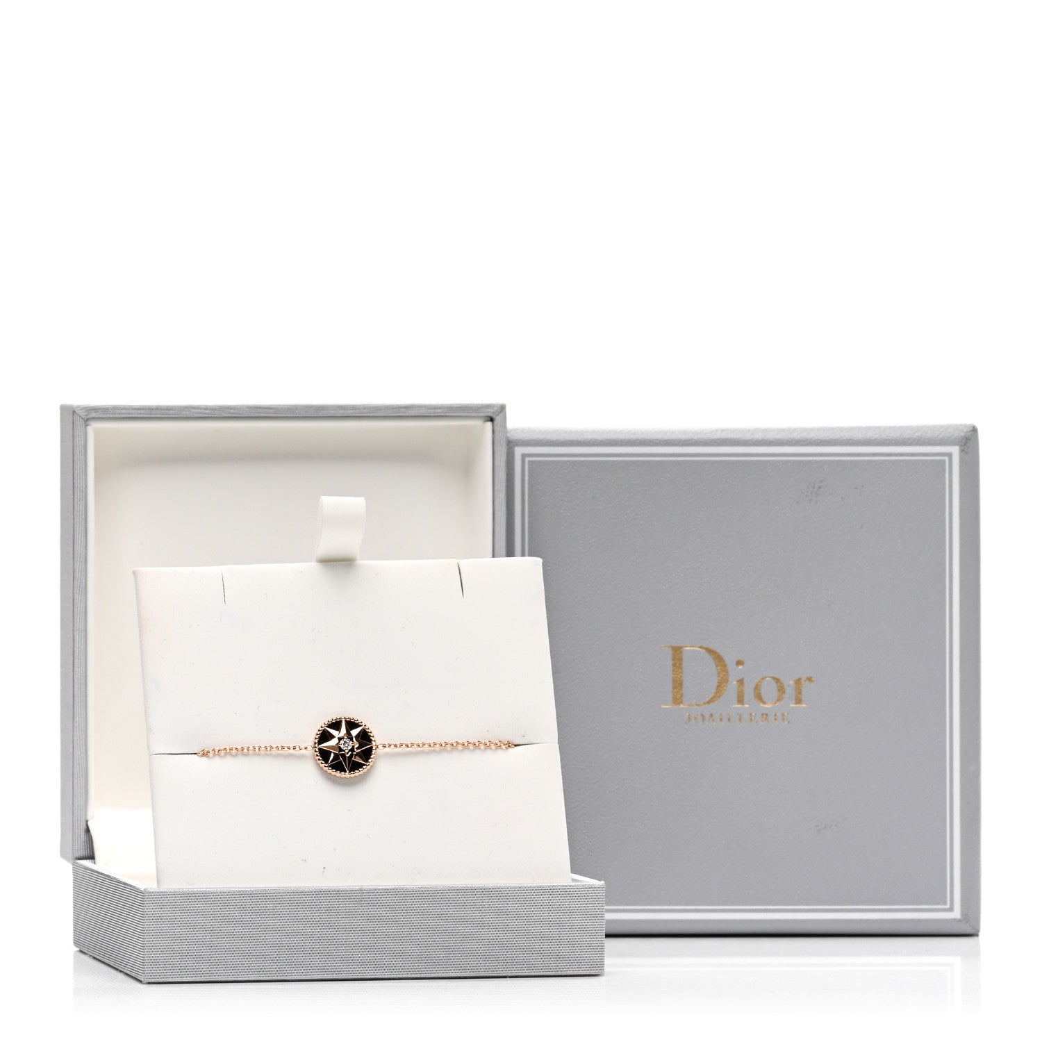 Christian Dior 18K Rose Gold Diamond Black Onyx Rose Des Vents Bracelet 4 of 4