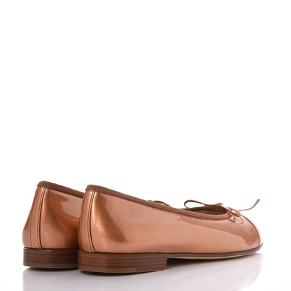 Chanel Patent CC Cap Toe Ballerina Flats 36 Beige Fonce 4 of 14