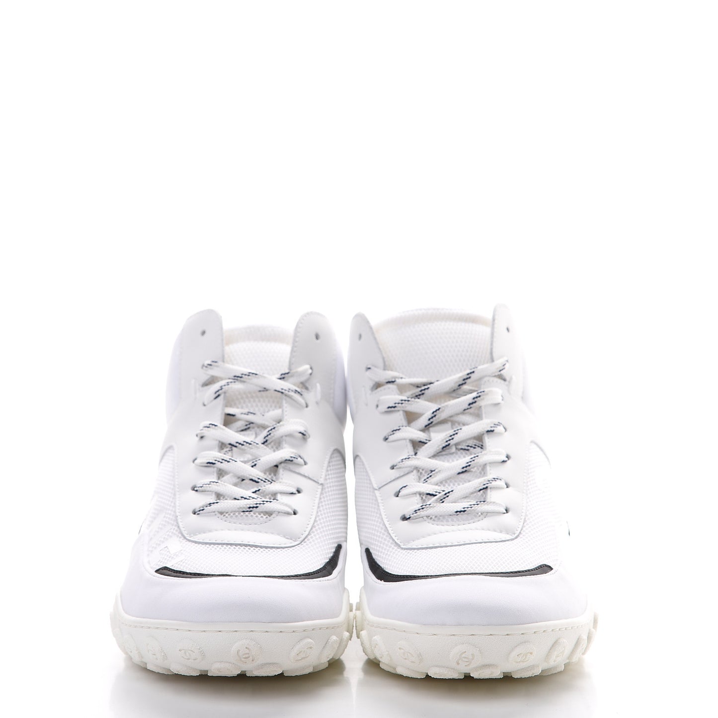 Calfskin Mesh Lycra Womens Logo Sneakers 40.5 White
