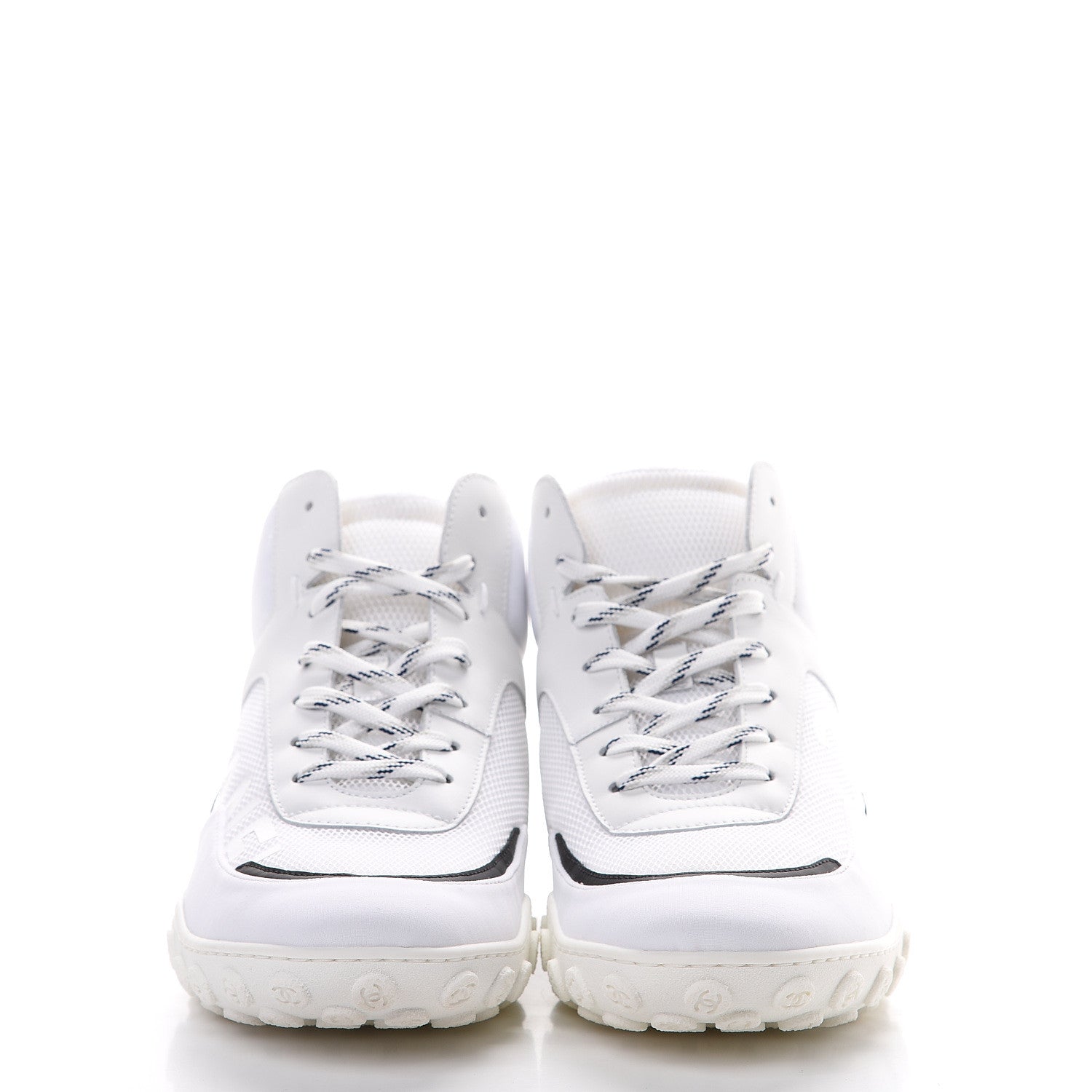 Chanel Calfskin Mesh Lycra Womens Logo Sneakers 40.5 White 2 of 10