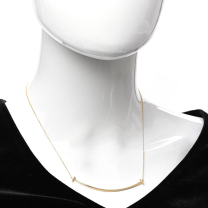 Tiffany 18K Yellow Gold Large T Smile Pendant Necklace 2 of 5