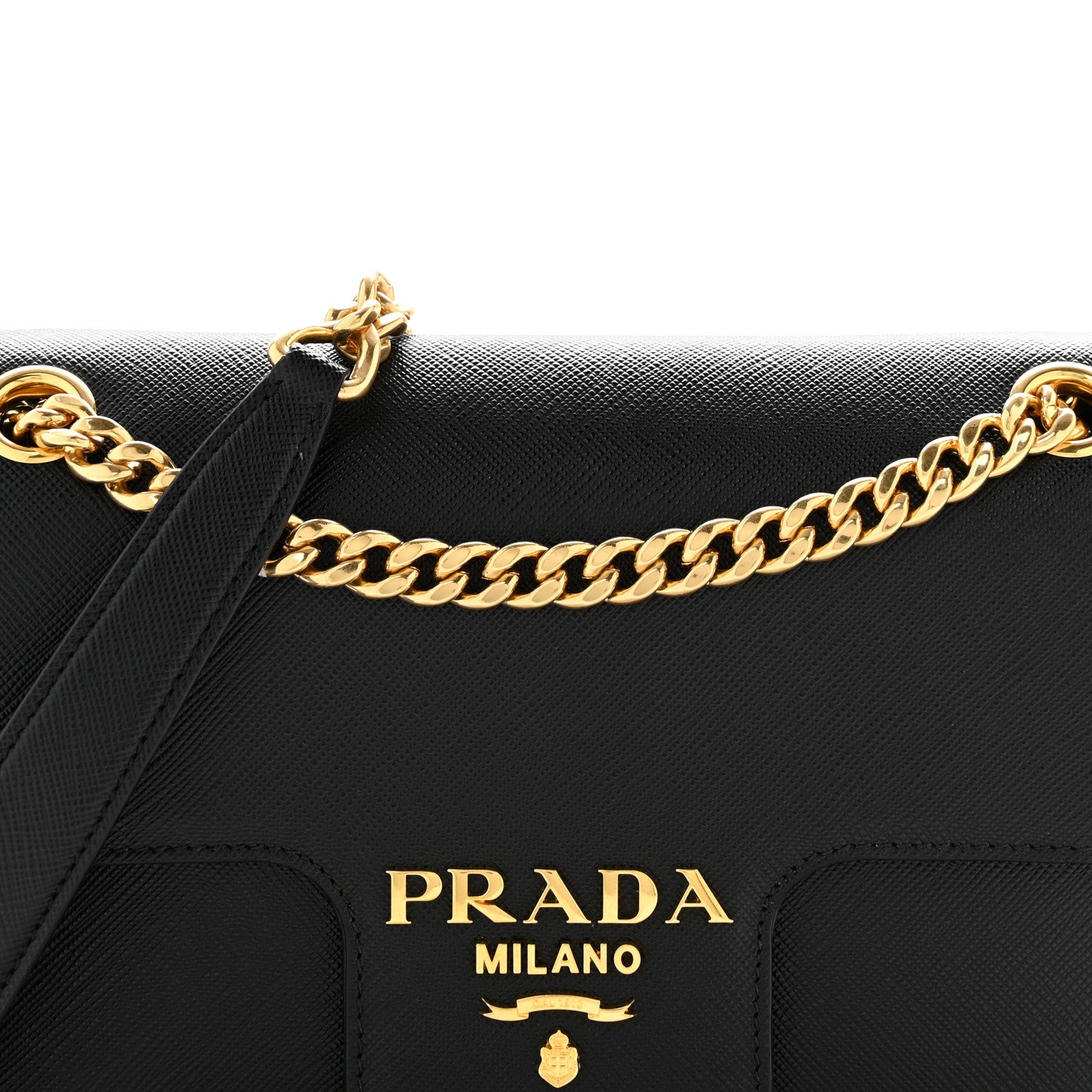 Prada Saffiano Flap Shoulder Bag Black 9 of 16