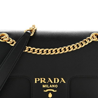 Prada Saffiano Flap Shoulder Bag Black 9 of 16