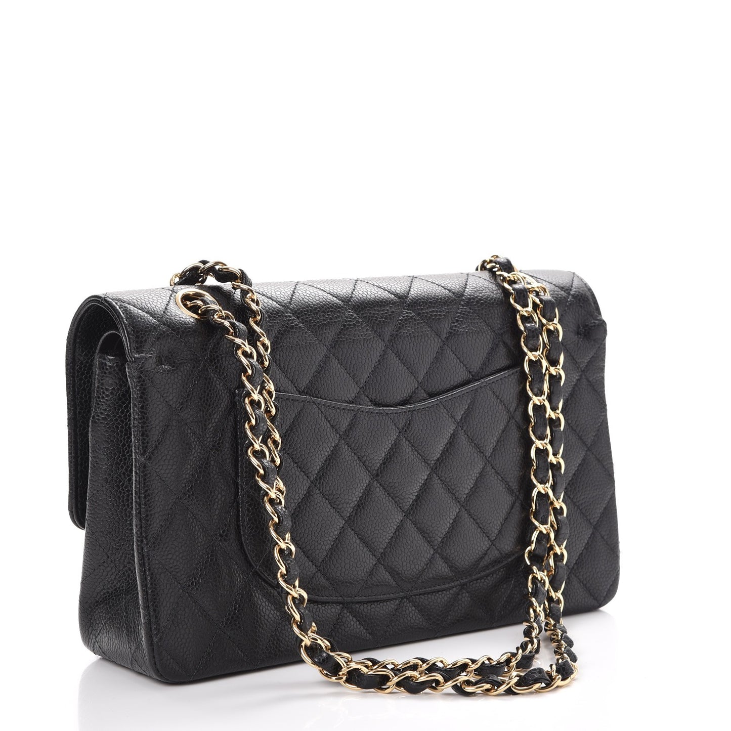 Caviar Quilted Medium Double Flap Black