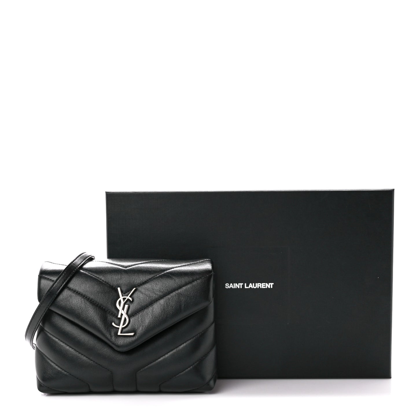 Calfskin Y Quilted Monogram Toy Loulou Crossbody Bag Black