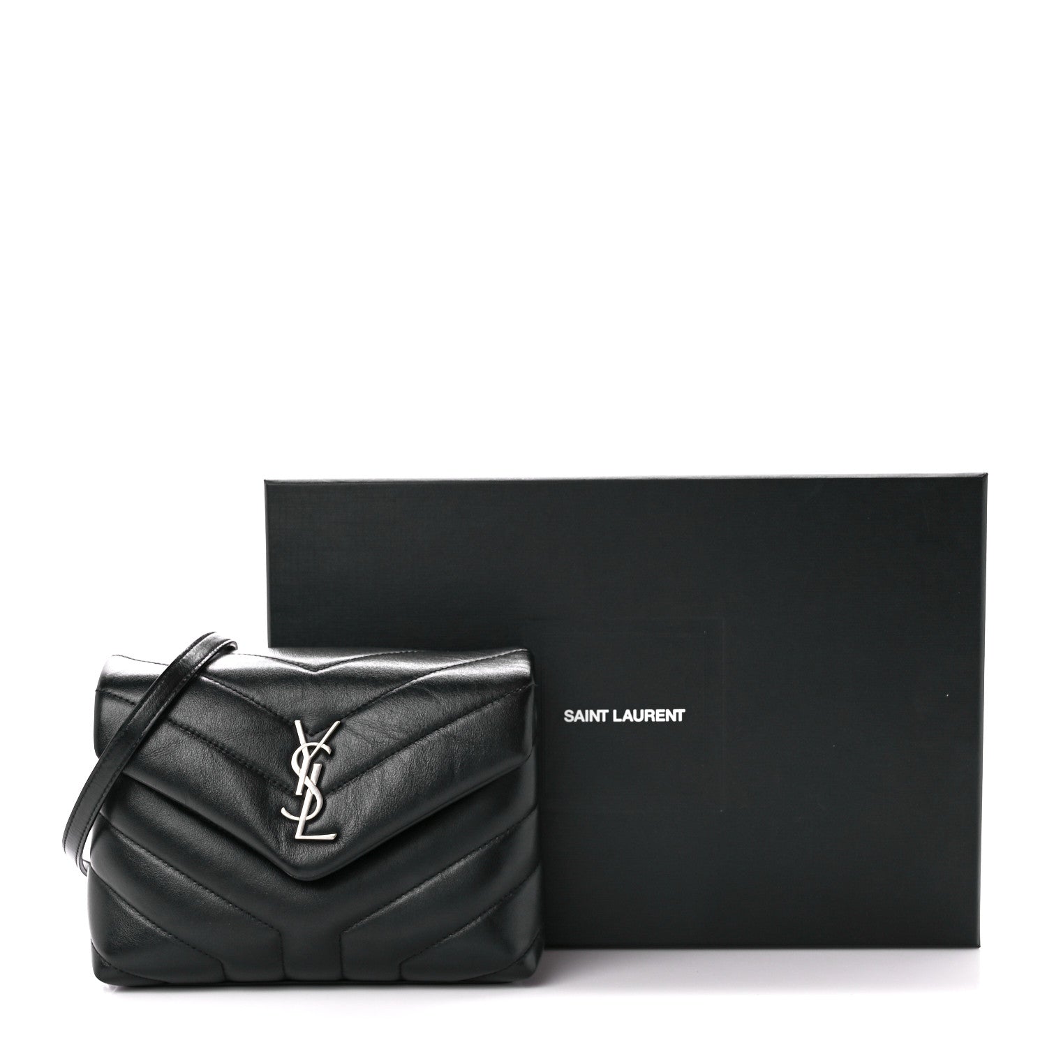 Saint Laurent Calfskin Y Quilted Monogram Toy Loulou Crossbody Bag Black 13 of 13