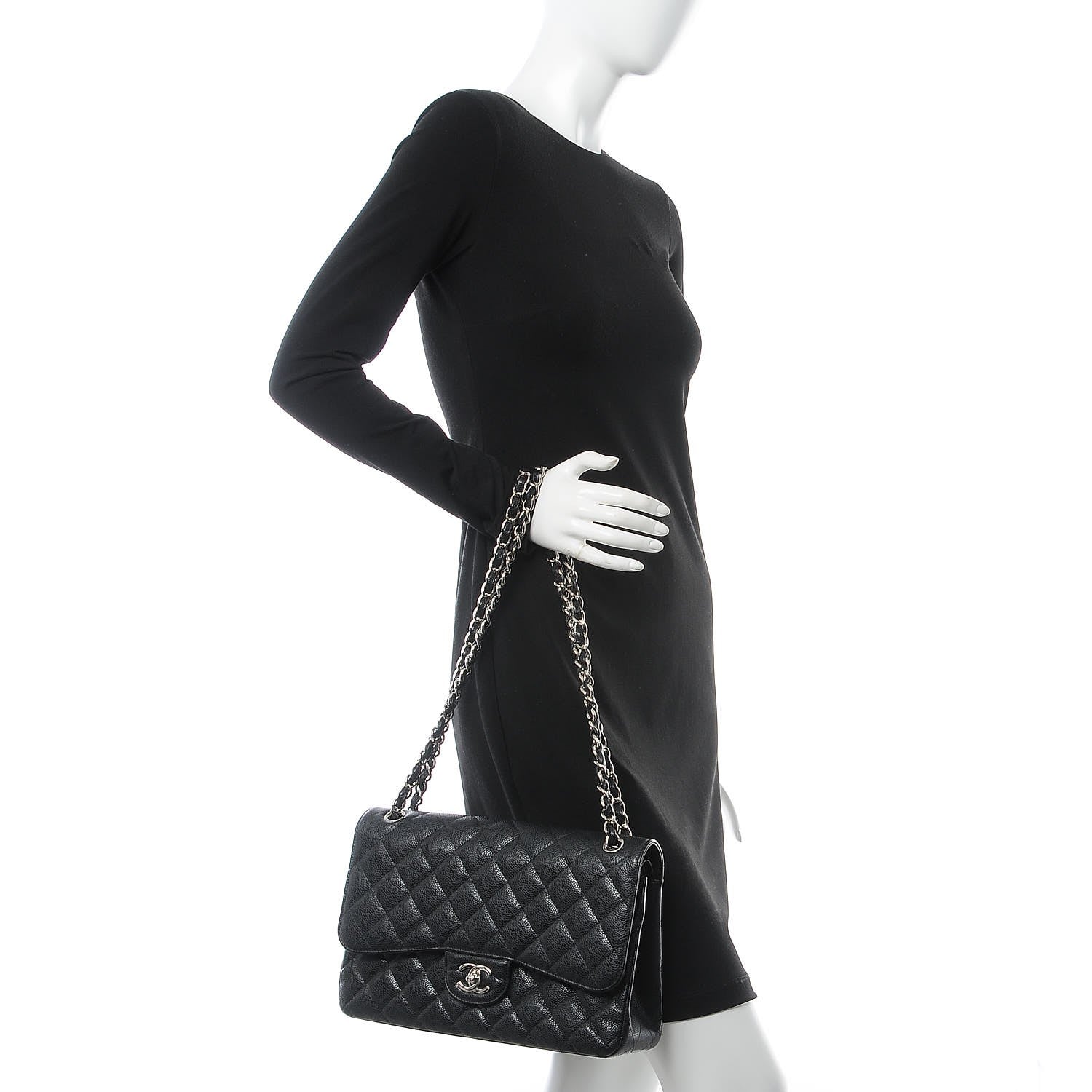 Chanel Caviar Quilted Jumbo Double Flap Black 2 of 8