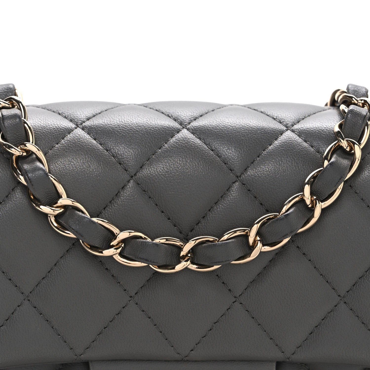 Chanel Lambskin Quilted Mini Rectangular Flap Dark Grey 8 of 11