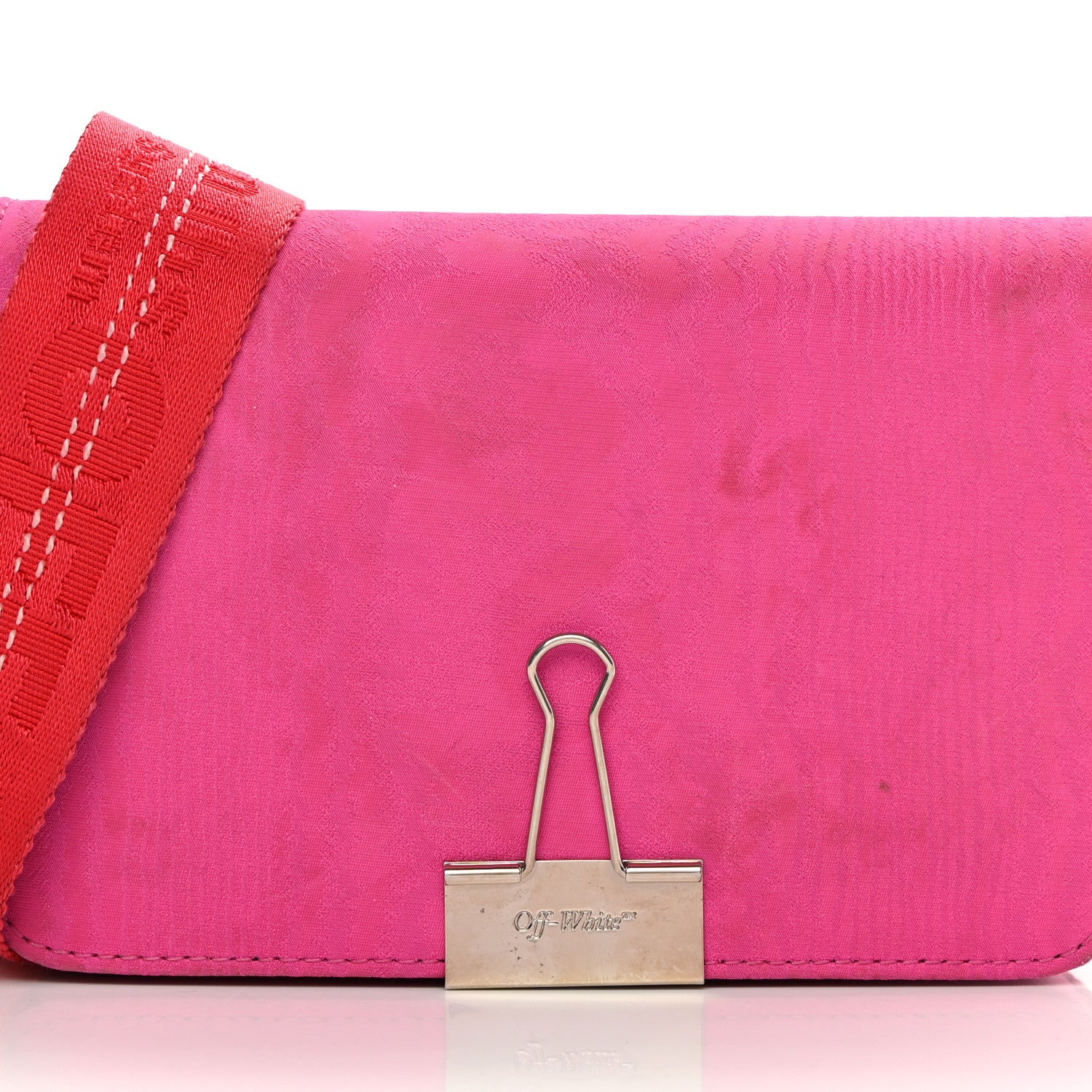 Off-White Nylon Mini Binder Clip Bag Fuchsia Red 8 of 17