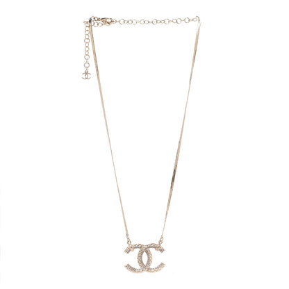 Chanel Crystal Textured CC Pendant Necklace Gold 3 of 6