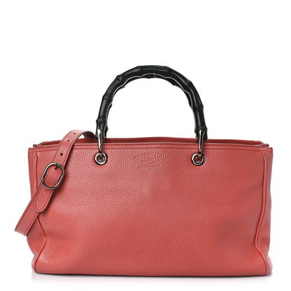 Gucci Pebbled Calfskin Bi-Color Medium Bamboo Shopper Tote Pink 1 of 9