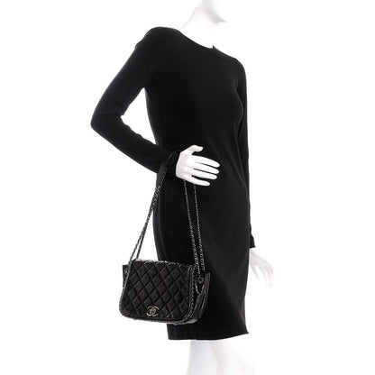 Chanel Glazed Calfskin Quilted Small CC Enchained Accordion Flap Black 3 of 8